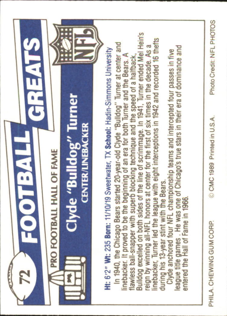 1989 Swell Greats (HOF) Football "Main Set" Base Cards - Bild 139 von 287