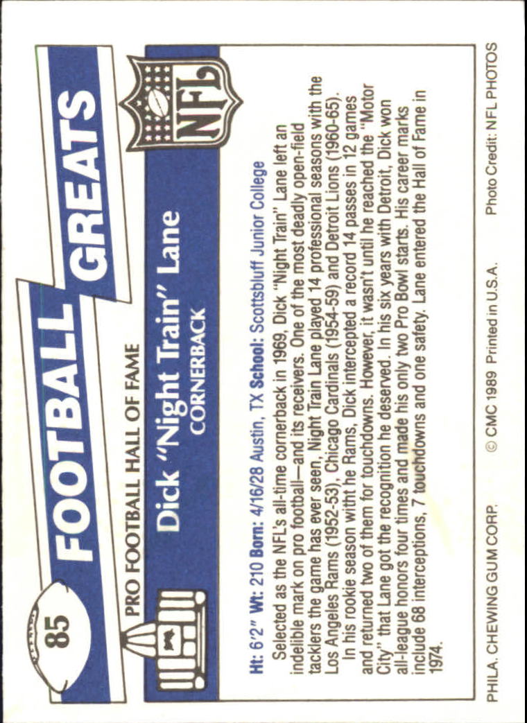 1989 Swell Greats (HOF) Football "Main Set" Base Cards - Bild 163 von 287