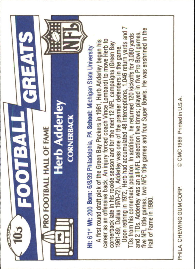 1989 Swell Greats (HOF) Football "Main Set" Base Cards - Bild 195 von 287