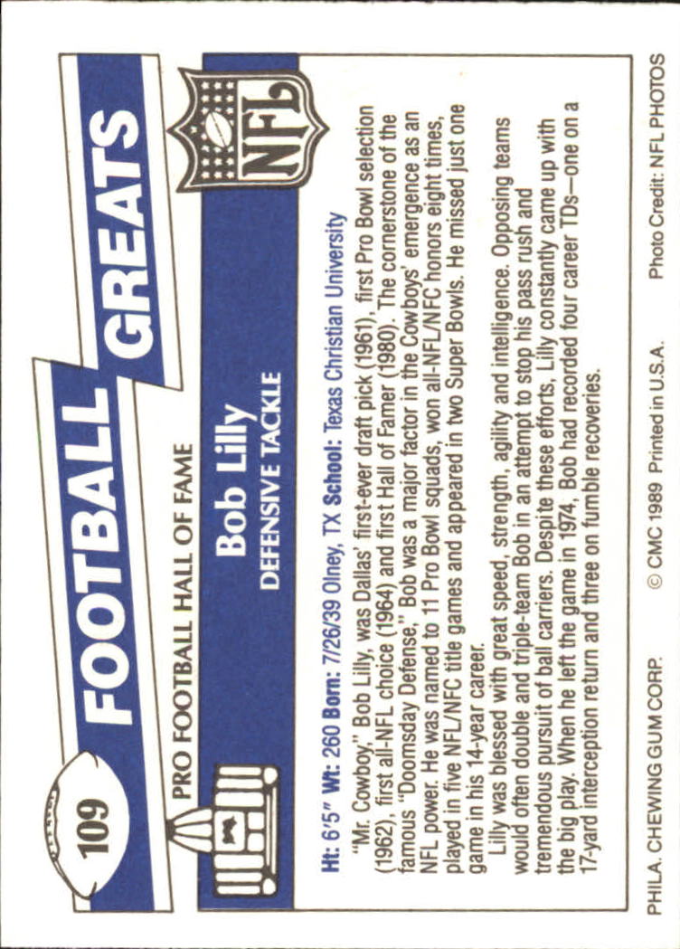1989 Swell Greats (HOF) Football "Main Set" Base Cards - Bild 207 von 287