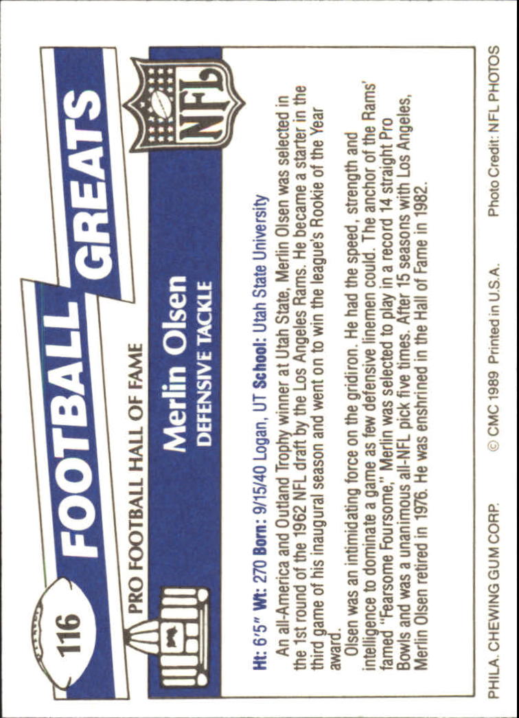 1989 Swell Greats (HOF) Football "Main Set" Base Cards - Bild 221 von 287