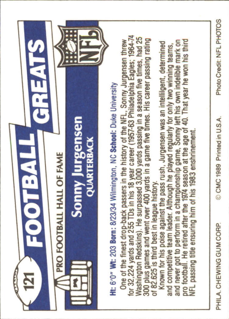 1989 Swell Greats (HOF) Football "Main Set" Base Cards - Bild 231 von 287