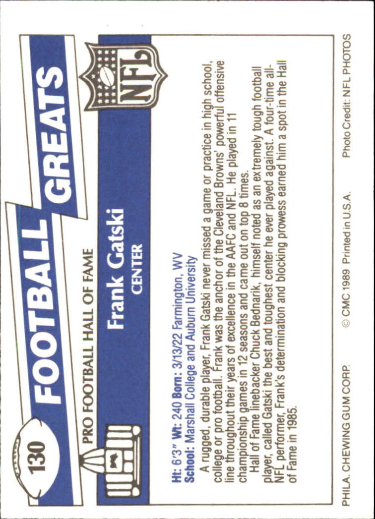 1989 Swell Greats (HOF) Football "Main Set" Base Cards - Bild 249 von 287