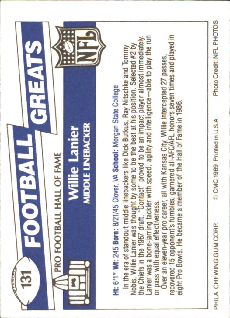 1989 Swell Greats (HOF) Football "Main Set" Base Cards - Bild 251 von 287