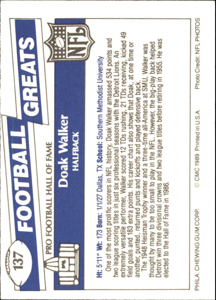 1989 Swell Greats (HOF) Football "Main Set" Base Cards - Bild 263 von 287