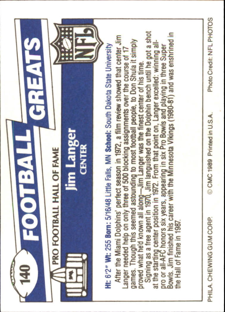 1989 Swell Greats (HOF) Football "Main Set" Base Cards - Bild 269 von 287