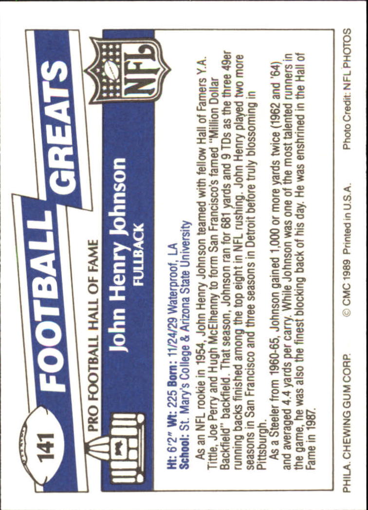1989 Swell Greats (HOF) Football "Main Set" Base Cards - Bild 271 von 287