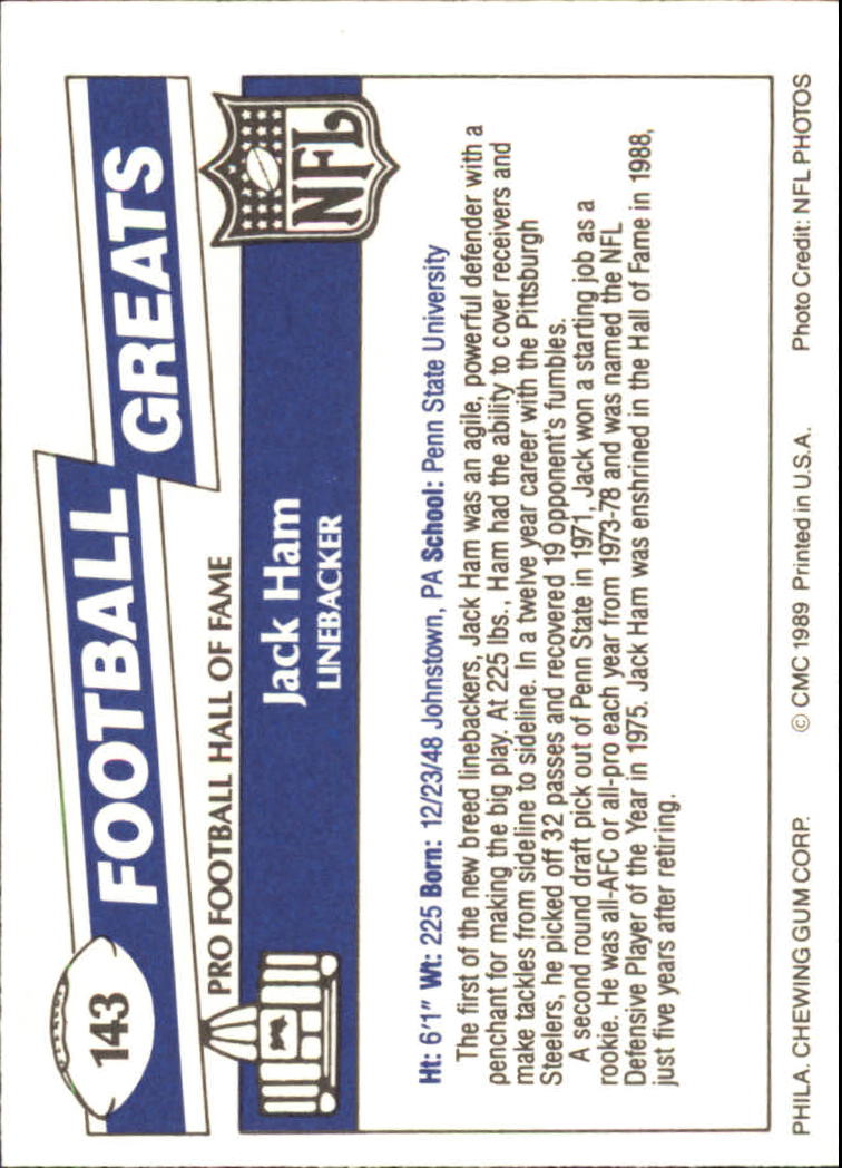 1989 Swell Greats (HOF) Football "Main Set" Base Cards - Bild 275 von 287