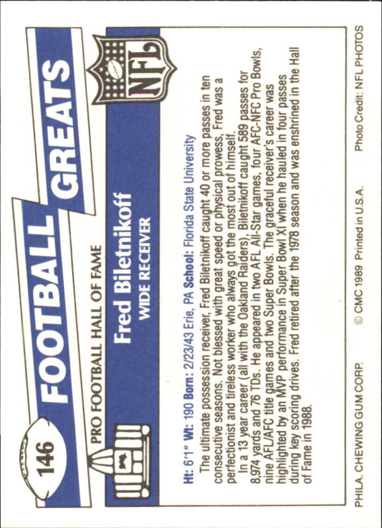 1989 Swell Greats (HOF) Football "Main Set" Base Cards - Bild 279 von 287