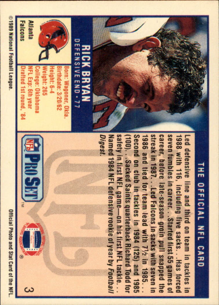 1989 Pro Set #3 Rick Bryan back image