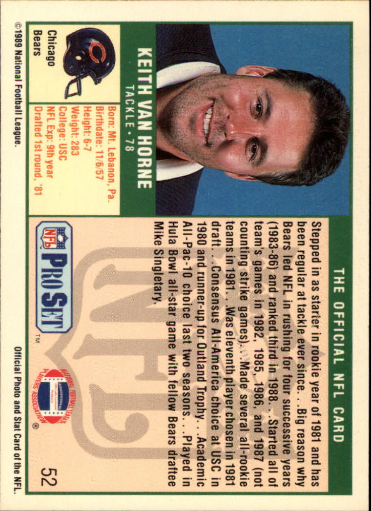 1989 Pro Set #52 Keith Van Horne RC back image