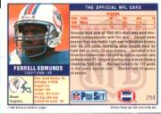 1989 Pro Set #214B Ferrell Edmonds RC/COR, spelled correctly back image
