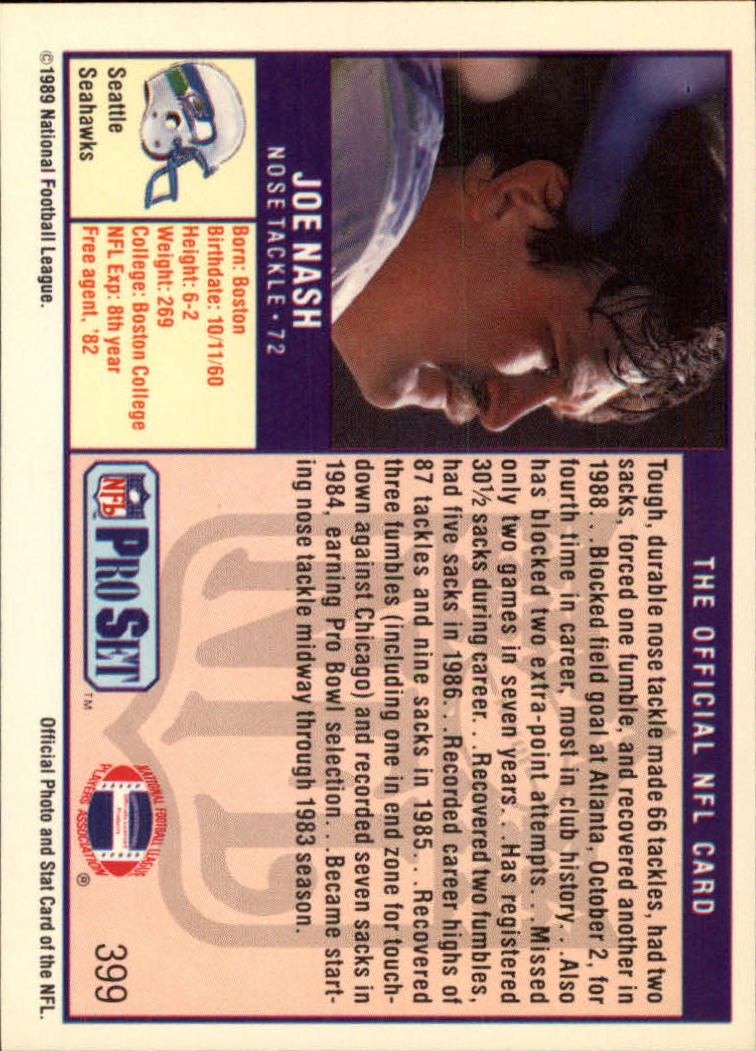 1989 Pro Set #399 Joe Nash back image