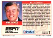 1989 Pro Set Announcers #7 Mike Patrick back image