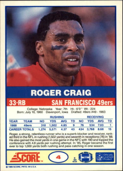 1989 Score #4 Roger Craig