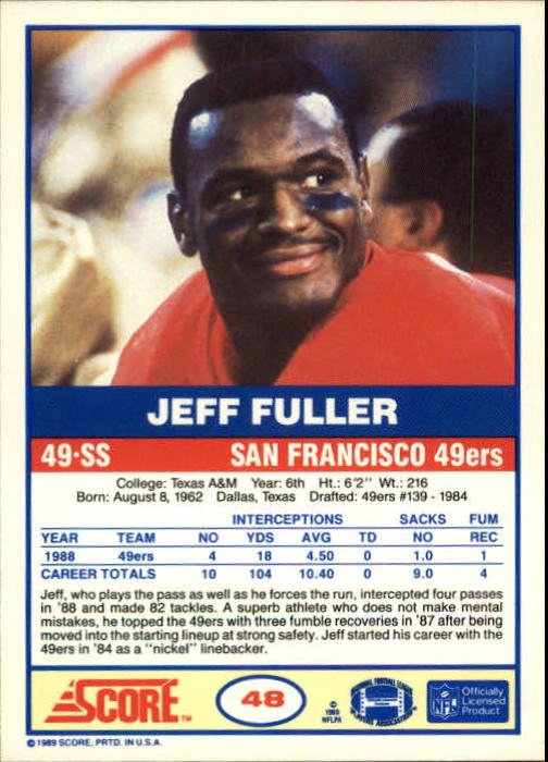 1989 Score #48 Jeff Fuller back image