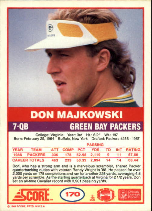 1989 Topps #373 Don Majkowski RC UER - Rookie Year at 's Sports  Collectibles Store