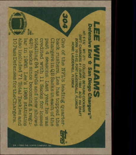 1989 Topps #304 Lee Williams back image