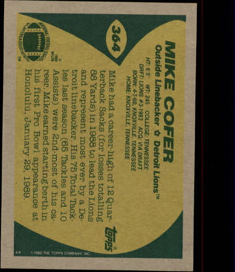 B2174- 1989 Topps Football Cards 251-396 +Inserts -You Pick- 15+ FREE US SHIP - Picture 213 of 311