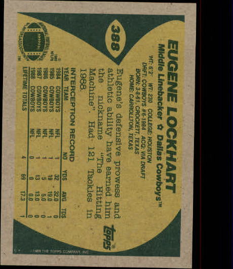 1989 Topps #388 Eugene Lockhart RC back image