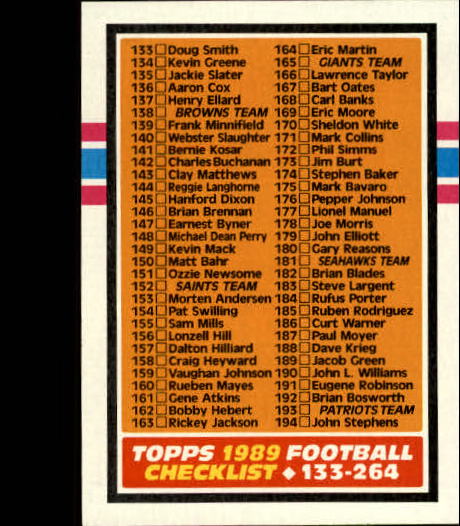 B2174- 1989 Topps Football Cards 251-396 +Inserts -You Pick- 15+ FREE US SHIP - Picture 266 of 311