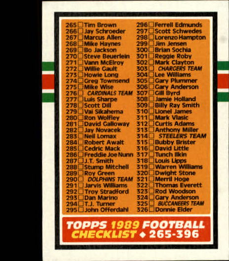 B2174- 1989 Topps Football Cards 251-396 +Inserts -You Pick- 15+ FREE US SHIP - Picture 268 of 311