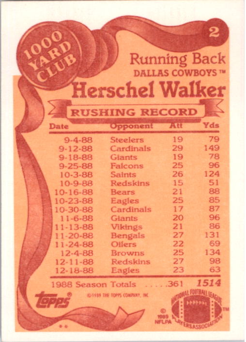 Herschel Walker 1989 Topps Traded Base #120T Price Guide - Sports