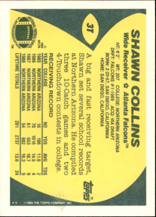 1989 Topps Traded #3T Shawn Collins RC back image