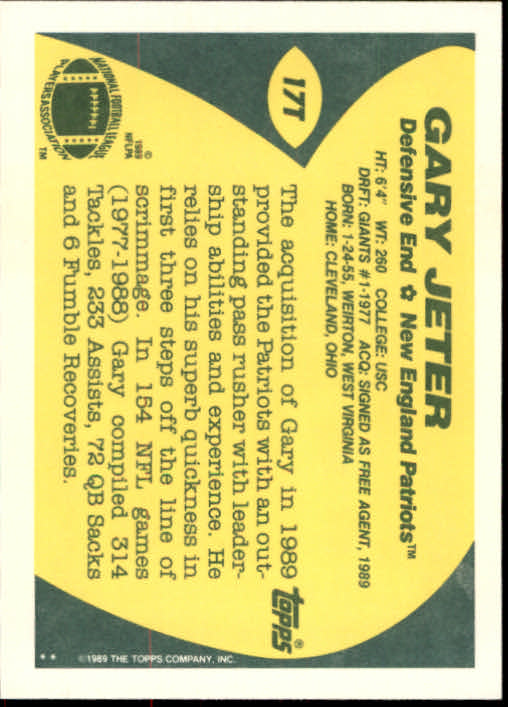 1989 Topps Traded #17T Gary Jeter back image