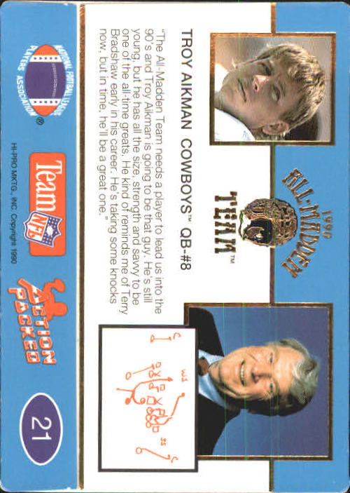 1990 Action Packed All-Madden #21 Troy Aikman back image