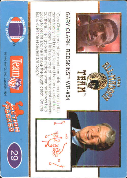 1990 Action Packed All-Madden #29 Gary Clark back image