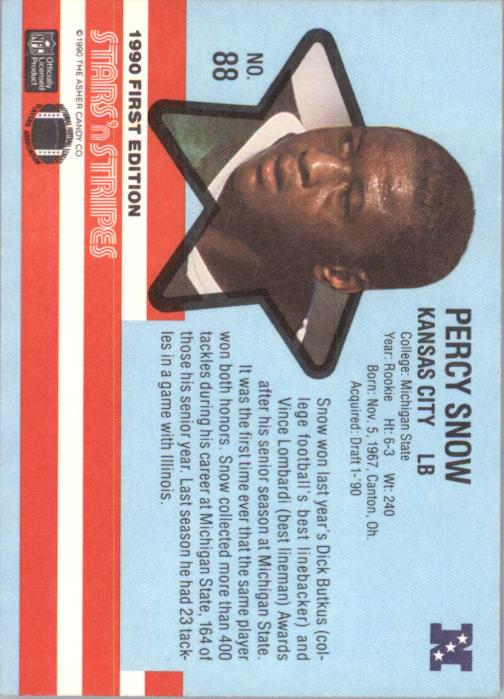 1990 Fleer Stars and Stripes #88 Percy Snow back image