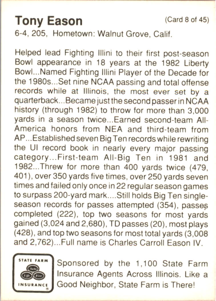 1990 Illinois Fighting Illini Centennial Trading Card #1-45 - Choose Your Card - Picture 17 of 91