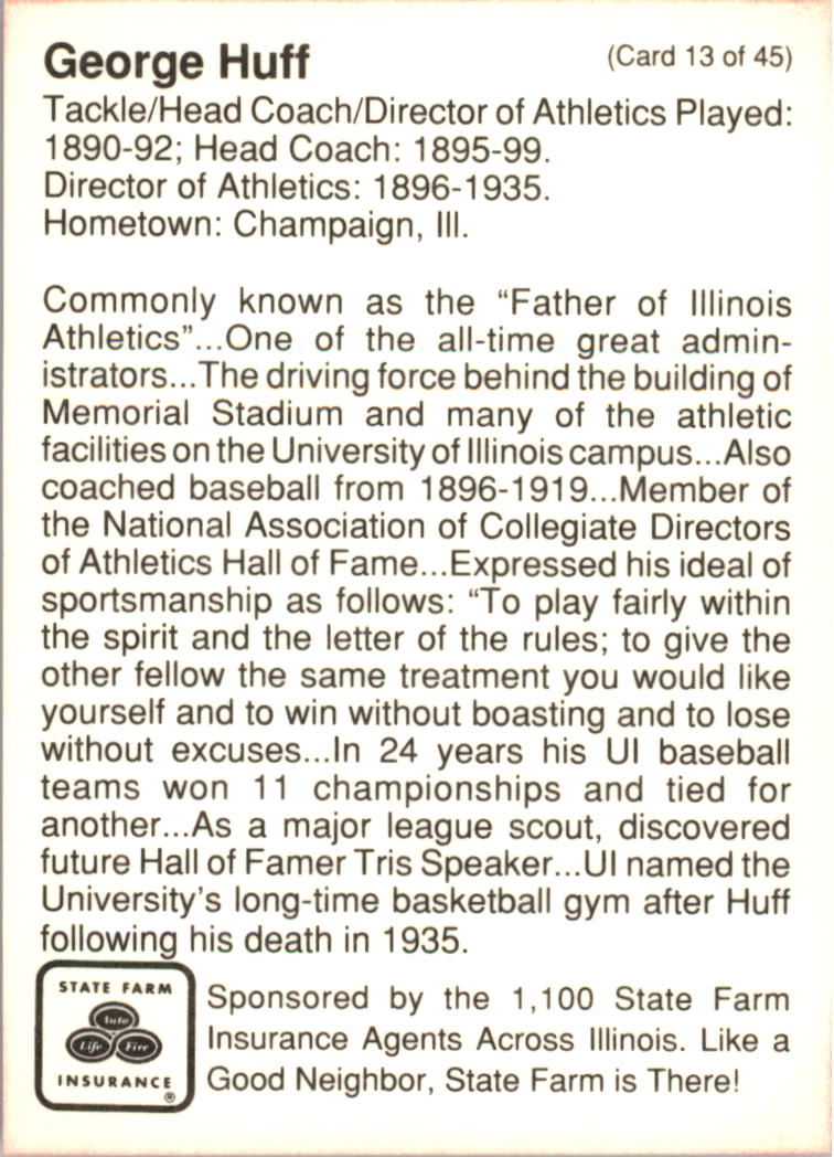 1990 Illinois Fighting Illini Centennial Trading Card #1-45 - Choose Your Card - Picture 27 of 91