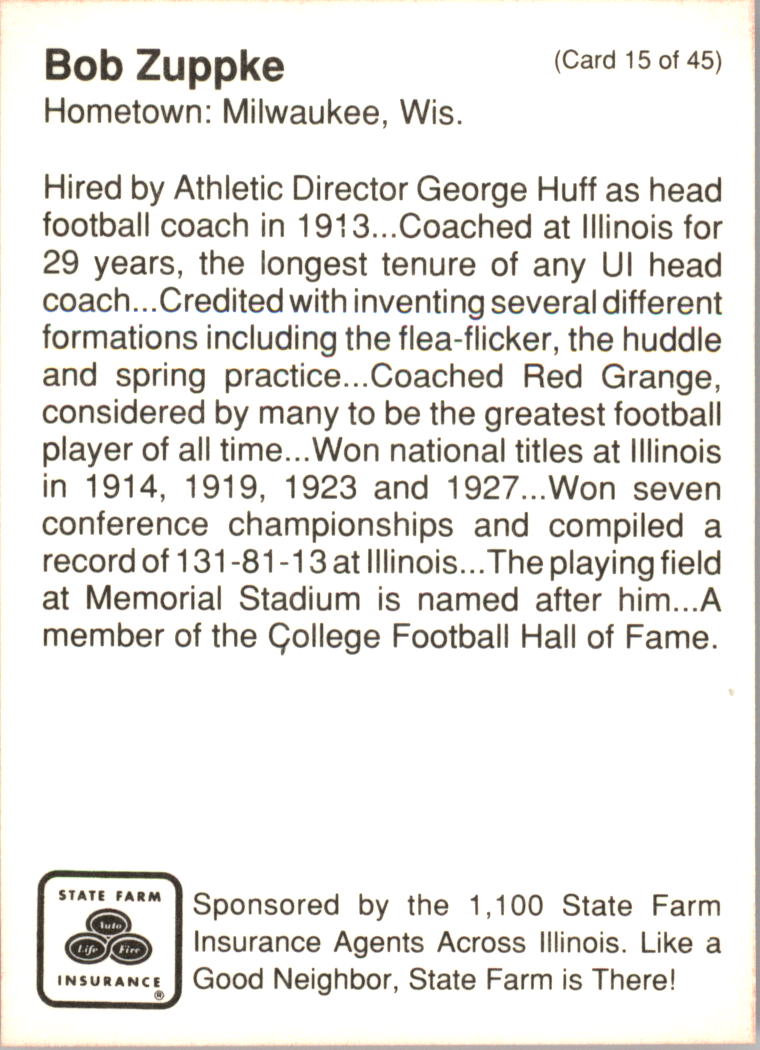 1990 Illinois Fighting Illini Centennial Trading Card #1-45 - Choose Your Card - Picture 31 of 91