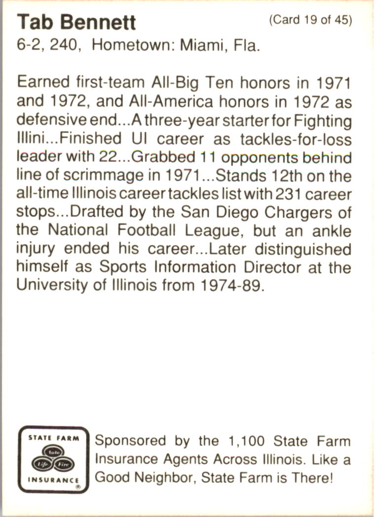1990 Illinois Fighting Illini Centennial Trading Card #1-45 - Choose Your Card - Picture 39 of 91