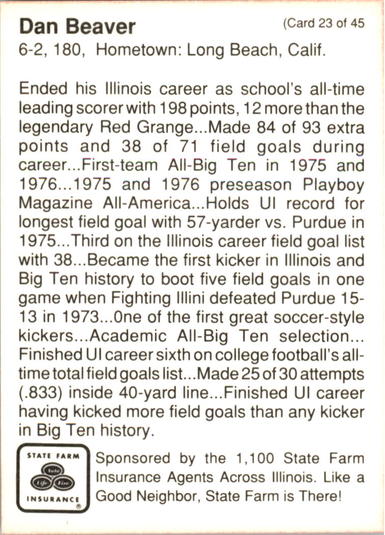 1990 Illinois Fighting Illini Centennial Trading Card #1-45 - Choose Your Card - Picture 47 of 91