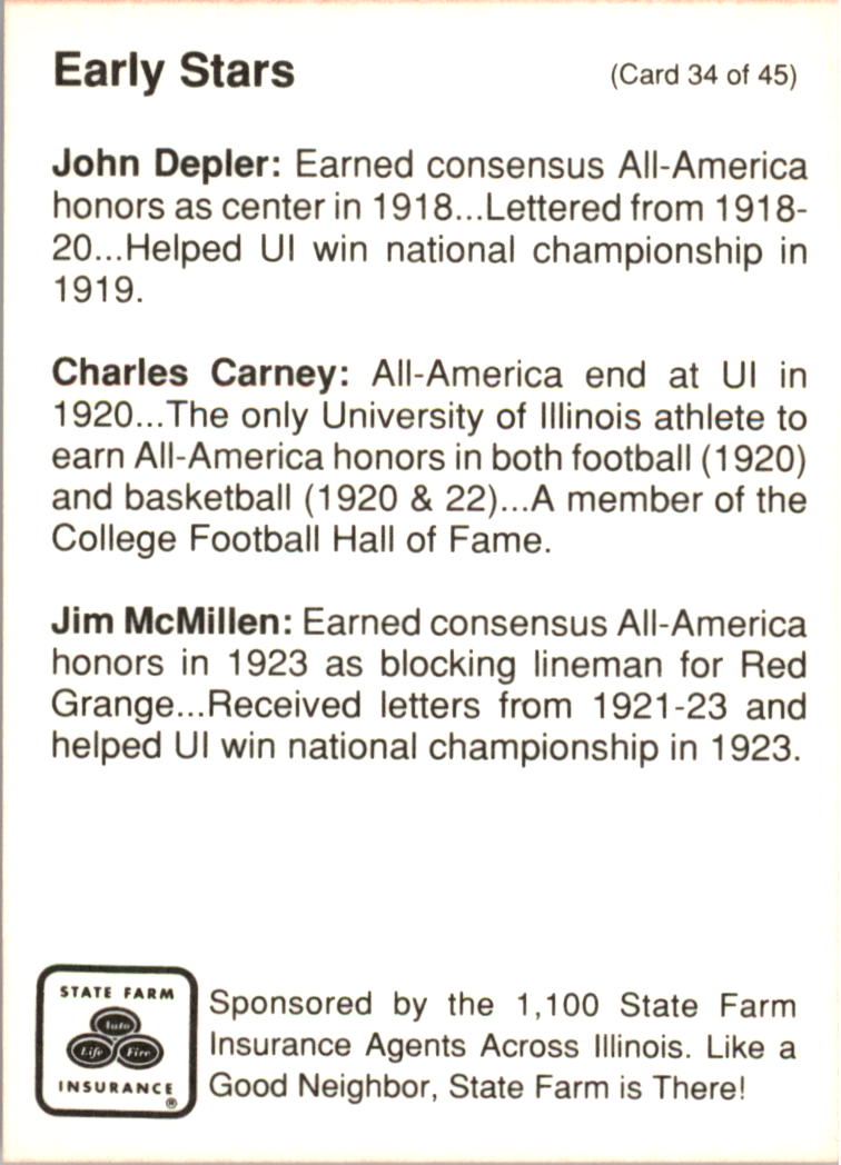 1990 Illinois Fighting Illini Centennial Trading Card #1-45 - Choose Your Card - Picture 69 of 91