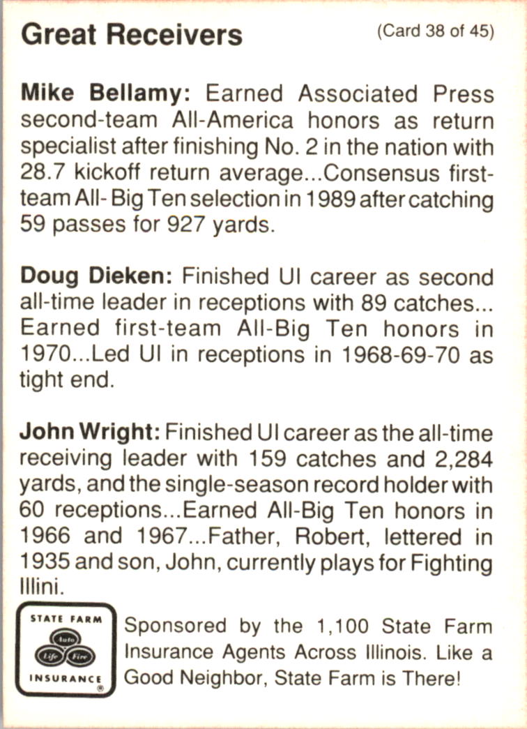 1990 Illinois Fighting Illini Centennial Trading Card #1-45 - Choose Your Card - Picture 77 of 91