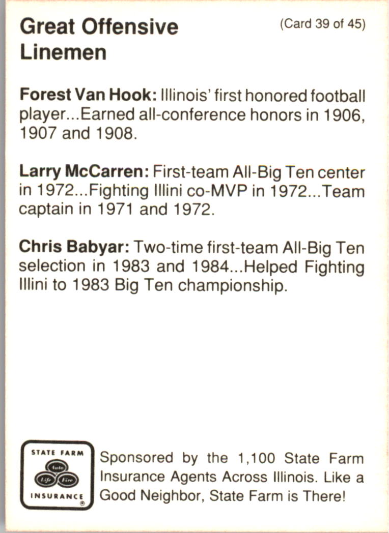 1990 Illinois Fighting Illini Centennial Trading Card #1-45 - Choose Your Card - Picture 79 of 91