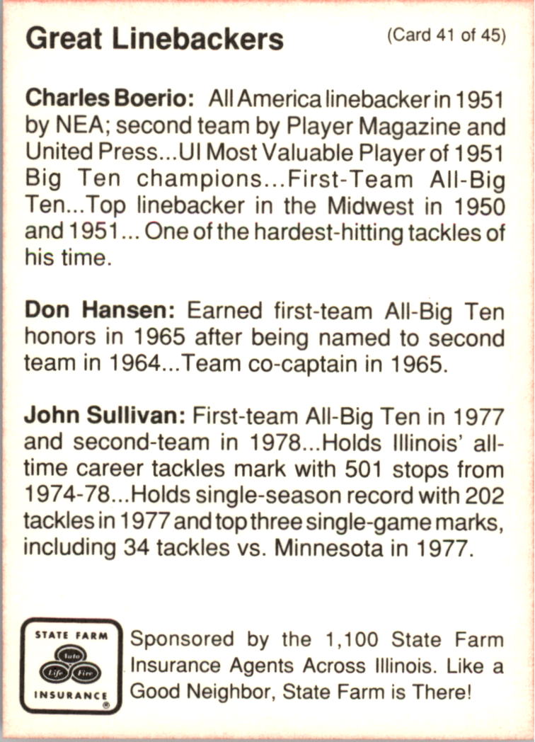 1990 Illinois Fighting Illini Centennial Trading Card #1-45 - Choose Your Card - Picture 83 of 91