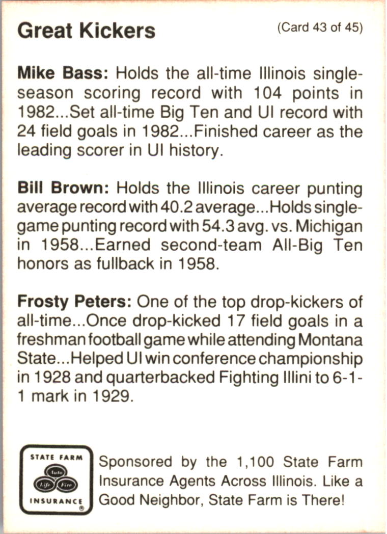 1990 Illinois Fighting Illini Centennial Trading Card #1-45 - Choose Your Card - Picture 87 of 91