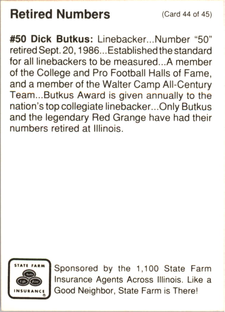 1990 Illinois Fighting Illini Centennial Trading Card #1-45 - Choose Your Card - Picture 89 of 91