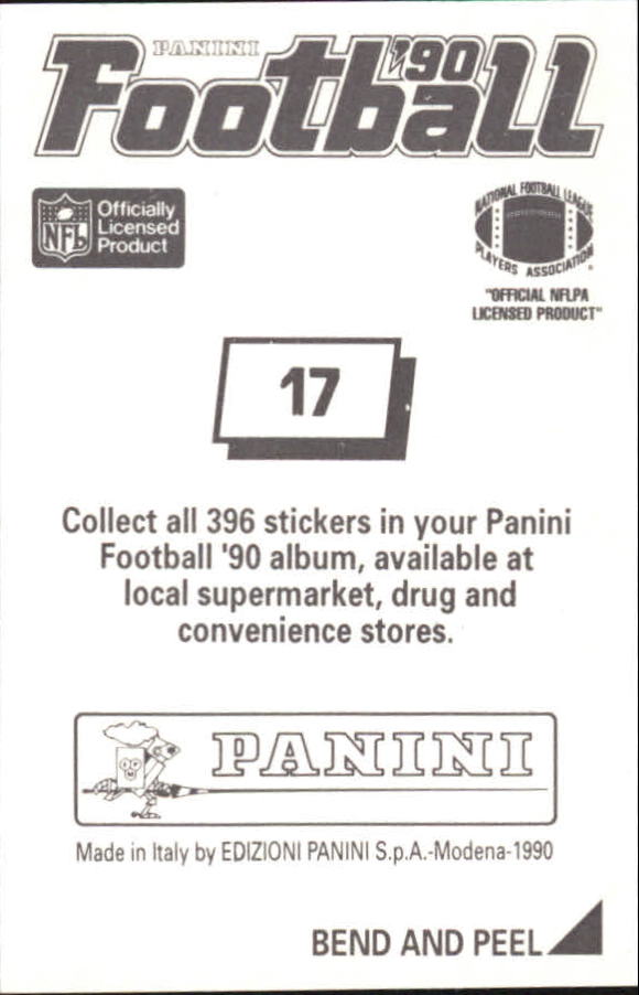 1990 Panini Stickers #17 David Fulcher back image