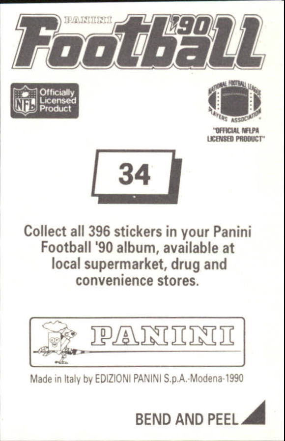 1990 Panini Stickers #34 Eric Metcalf back image