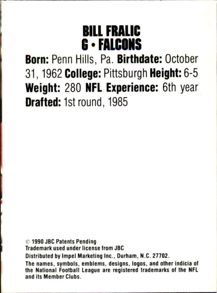 1990 Pro Set Collect-A-Books #25 Bill Fralic back image