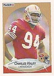 1990 Fleer #7 Charles Haley UER/(Fumble recoveries/should be 2 in 1986/and 5 career, card/says 1 and 4)