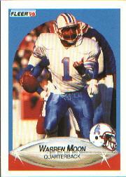 1990 Fleer #133 Warren Moon UER/(186 completions in 1987/and 1341 career, should/be 184 and 1339)