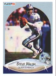 1990 Fleer #396 Steve Walsh UER/(Yards Passing 50.2;/Percentage and yards/data are switched)