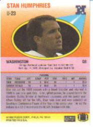 1990 Fleer Update #U23 Stan Humphries RC back image